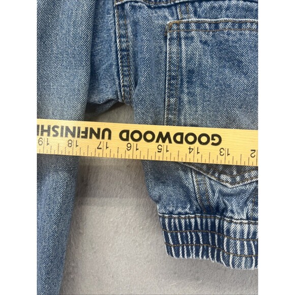 Wet Seal Blue Denim Button Front Cropped Jean Jacket S Stretch Waist Vintage Y2K - Picture 8 of 8